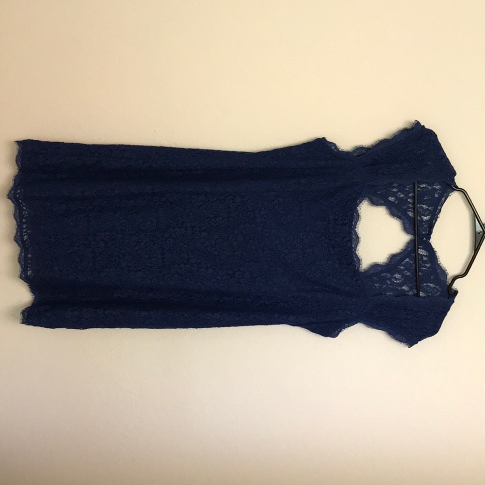Adrianna Papell blue lace dress